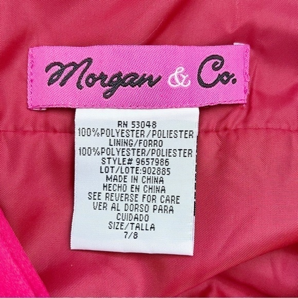 Morgan & Co Junior Fit & Flare Satin Prom Dress in Red Black, Size 7/8 (Medium) - Picture 3 of 12